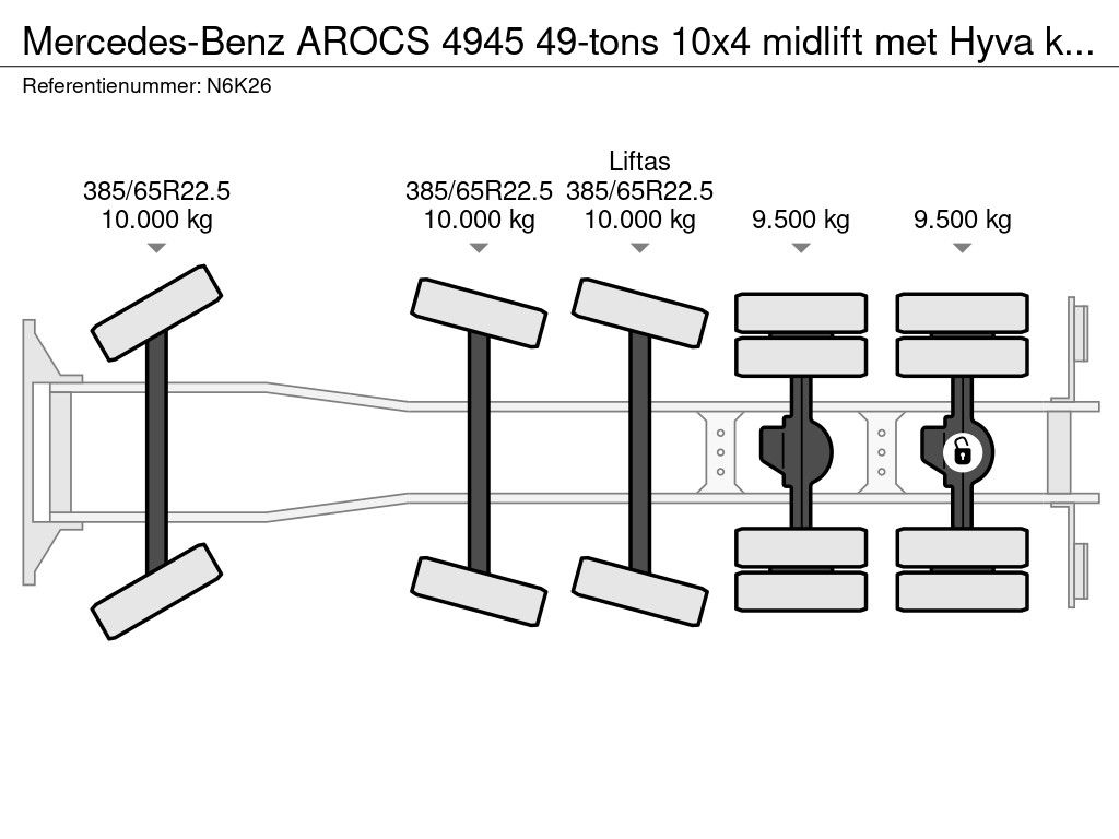 Mercedes-Benz AROCS 4945 49-tons 10x4 midlift met Hyva kipper