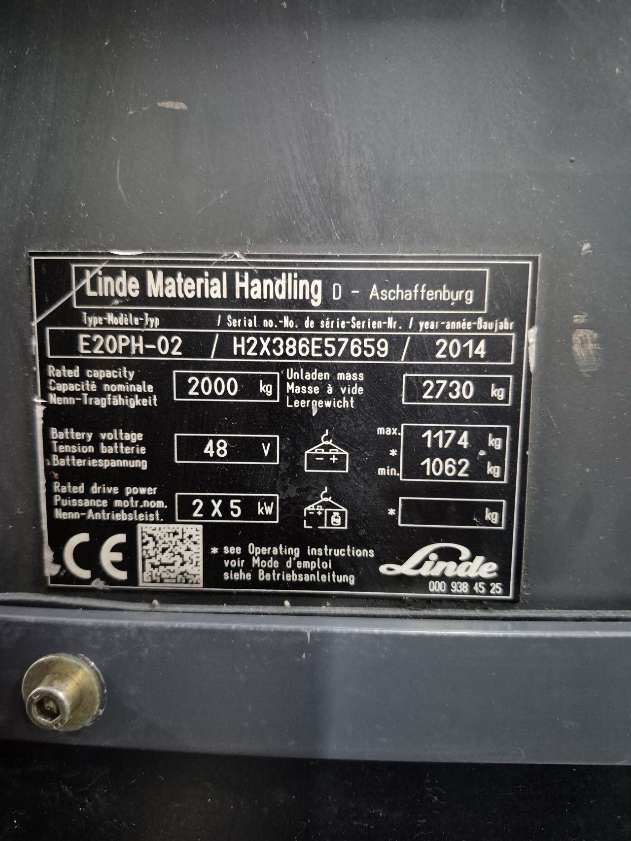 Linde E20PH-02 triplex sideshift 5.620mm bj 2014 accu 82%