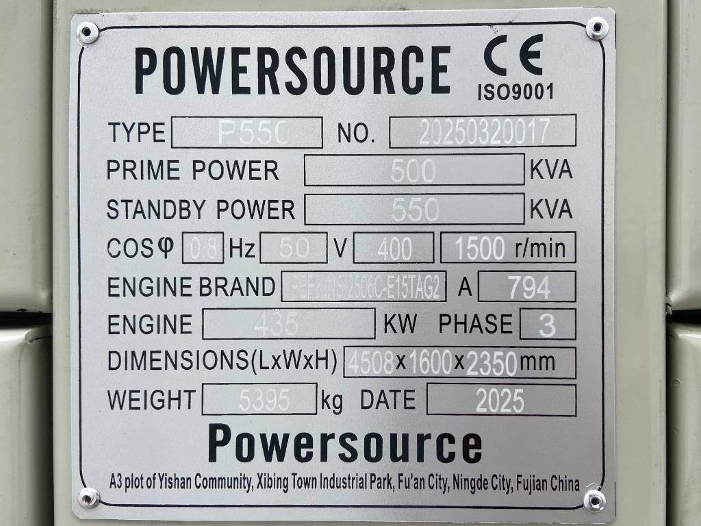 Perkins 2506C-E1STAG2 - 550 kVA Generator - DPX-19814