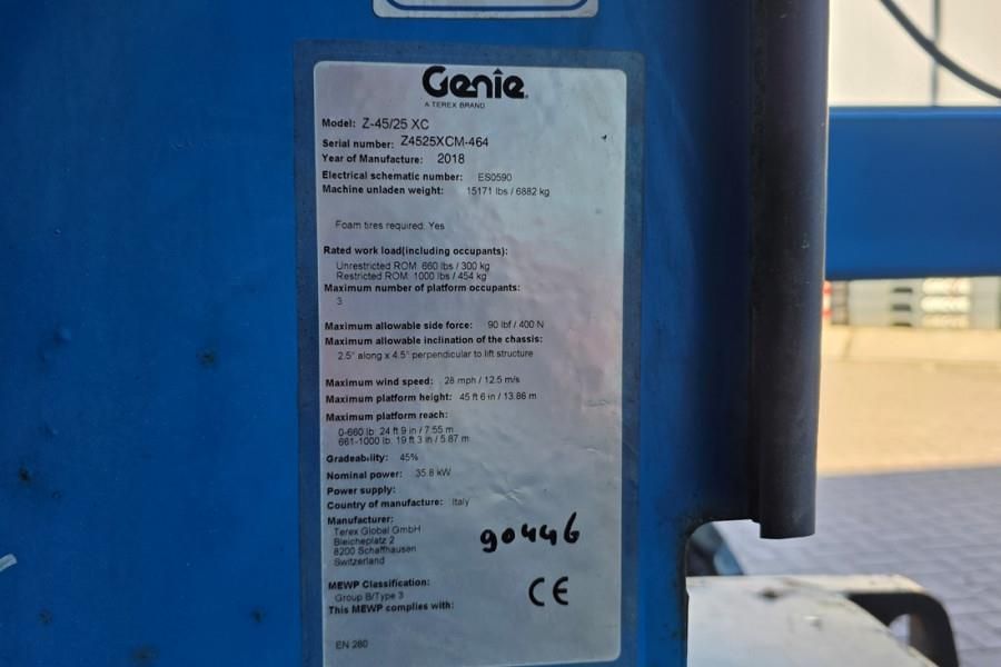 Genie Z45/25 XC Diesel, 4x4 Drive, 16m Working Height, 7