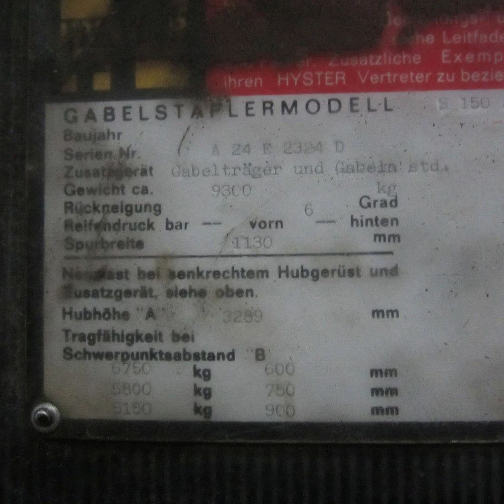 Hyster Heftruck S150A LPG-gas, duplomast.
