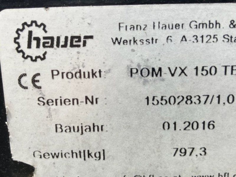 Hauer Pom VX 150 Passer på Case IH Puma