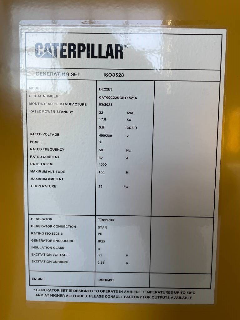 CAT DE22E3 - 22 kVA Generator - DPX-18003