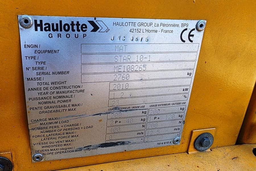 Haulotte STAR 10 Electric, 10m Working Height, 3m Reach, 20