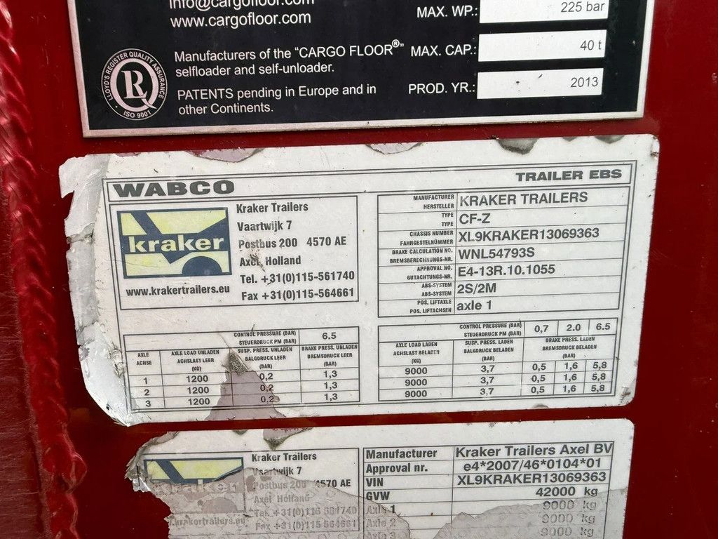 Kraker CF200 CF-200 92m3 Liftas Trommelrem Wabco NL Trailer APK/TUV 12-09-2026