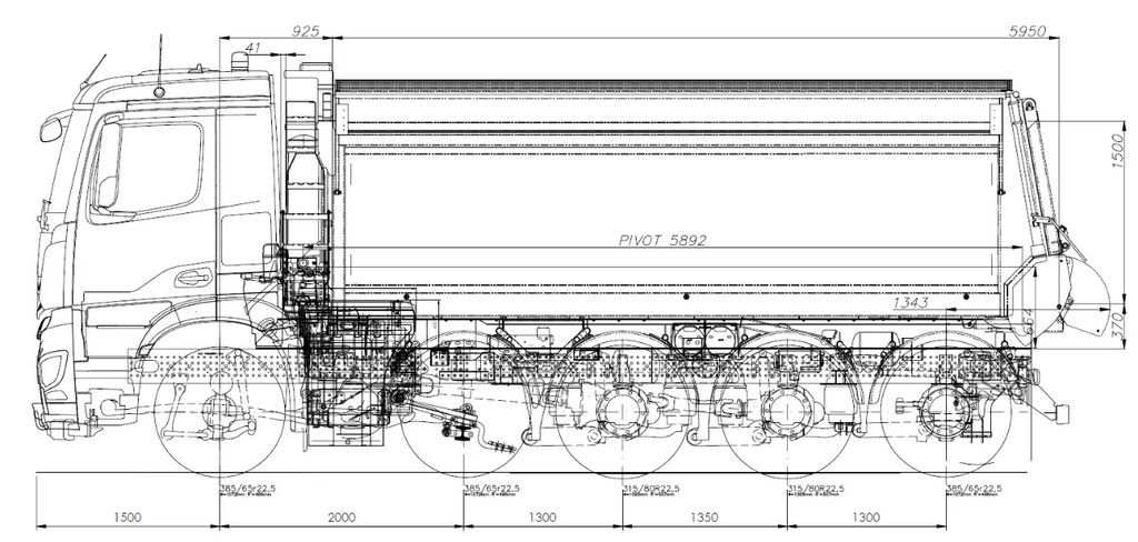 Mercedes-Benz Arocs 4645 46-tons 10x4 Quadro met Tibeg kipper