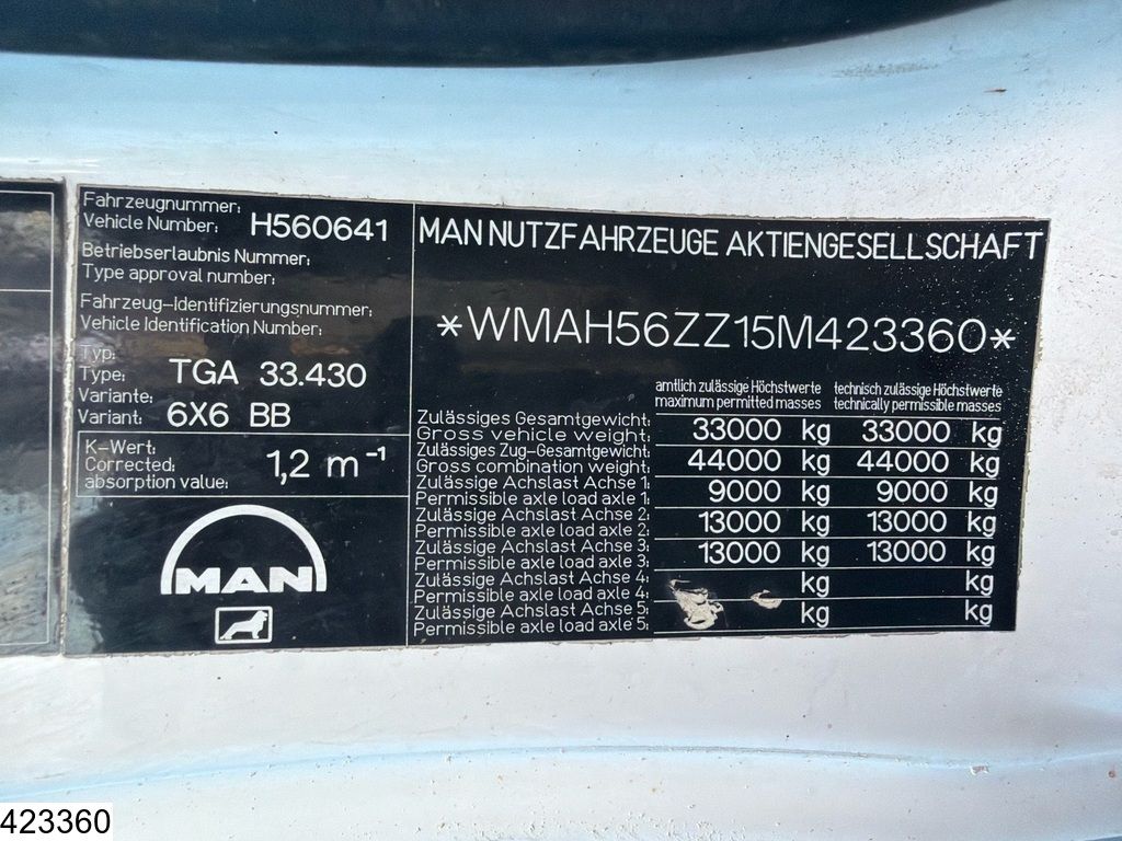 MAN TGA 33 430 6x6, Palfinger, Steel suspension