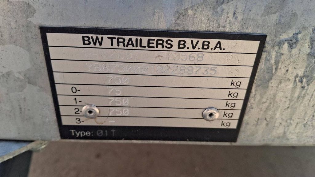 Trailer BW Trailers 01T 2.50x1.50x1.50m 750kg