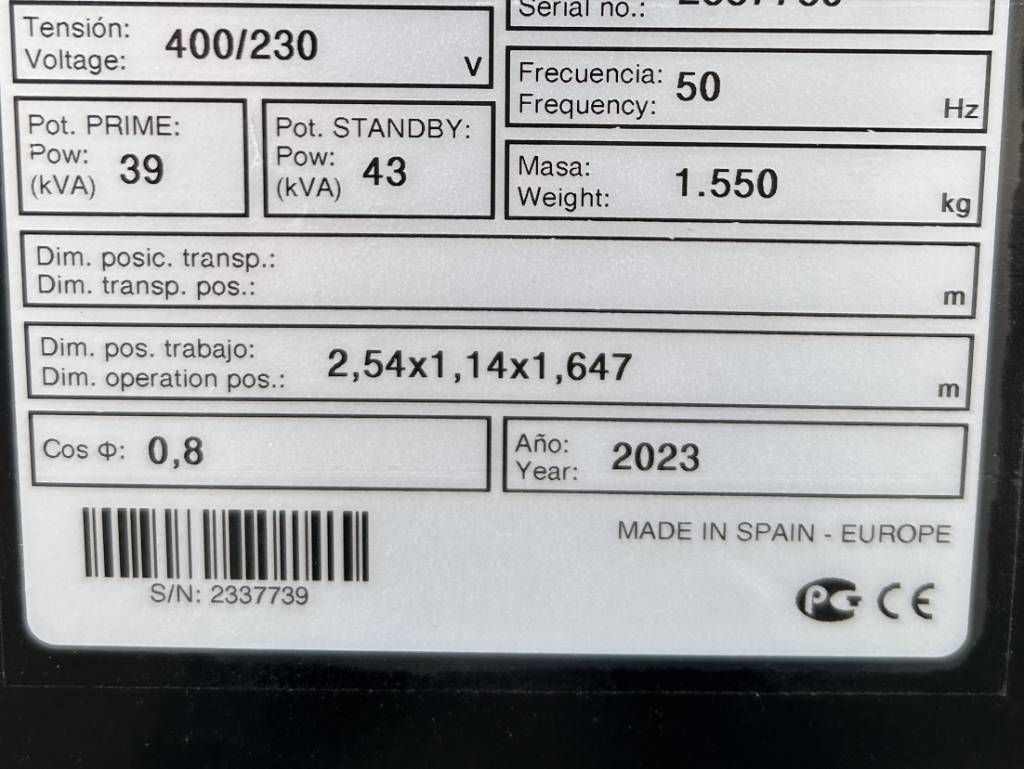 Deutz TD2.9 L4 - 43 kVA Stage V Surplus Genset DPX-19010