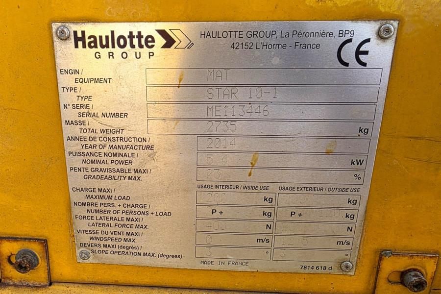 Haulotte STAR 10 Electric, 10m Working Height, 3m Reach, 20