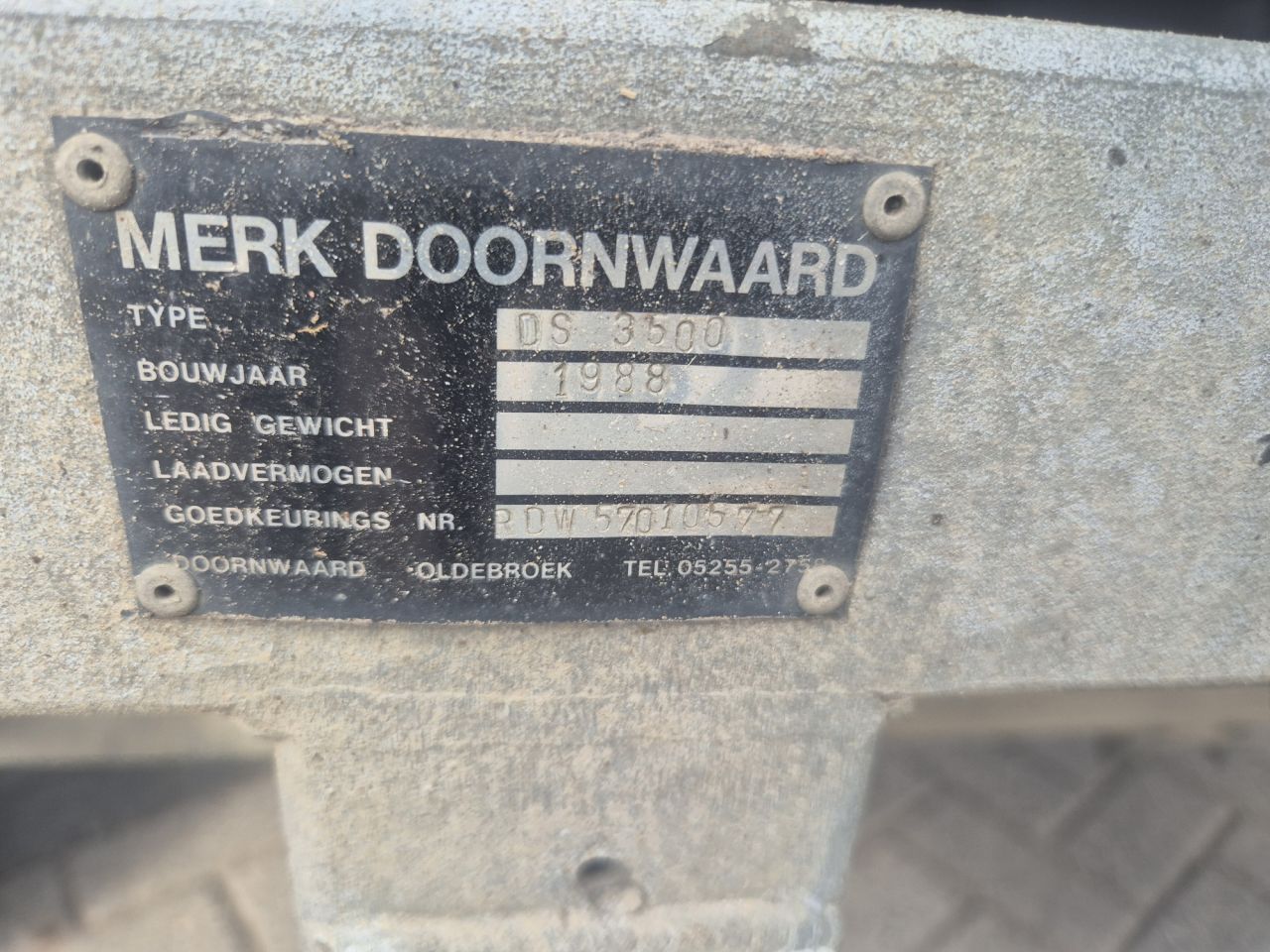Gebruikte DOORNWAARD DS3500 aanhanger met laadvermogen 3500 kgs