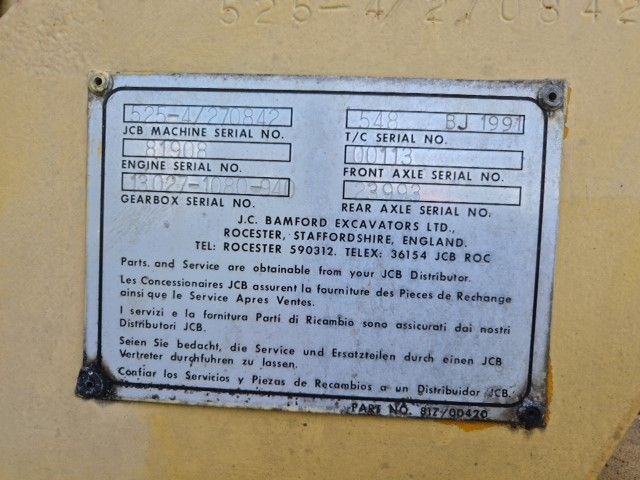 JCB 525-4 verreiker met kenteken.