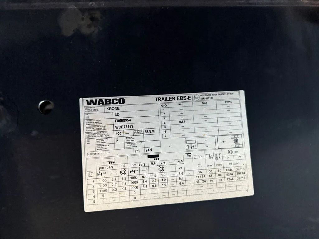 Krone SD Schuifzeilen/Schuifdak BPW 2 Opbergkist Reservewielhouder