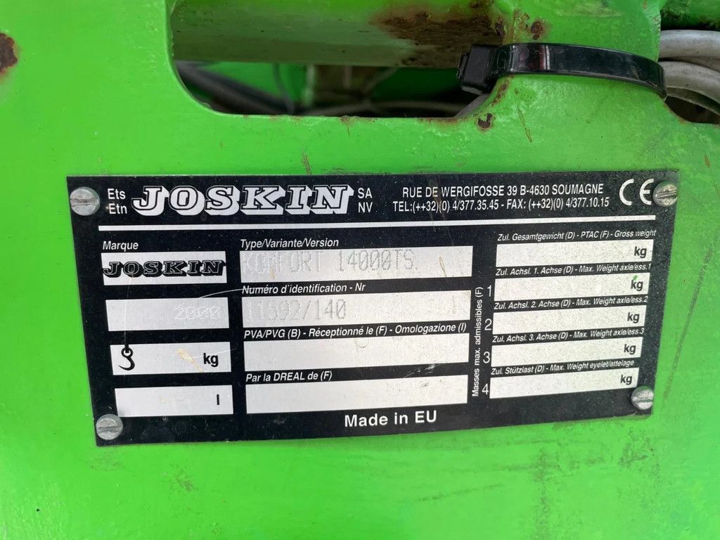 Joskin Komfort TS 14000 Messtank Monstering Afgifte meter Vacuumtank