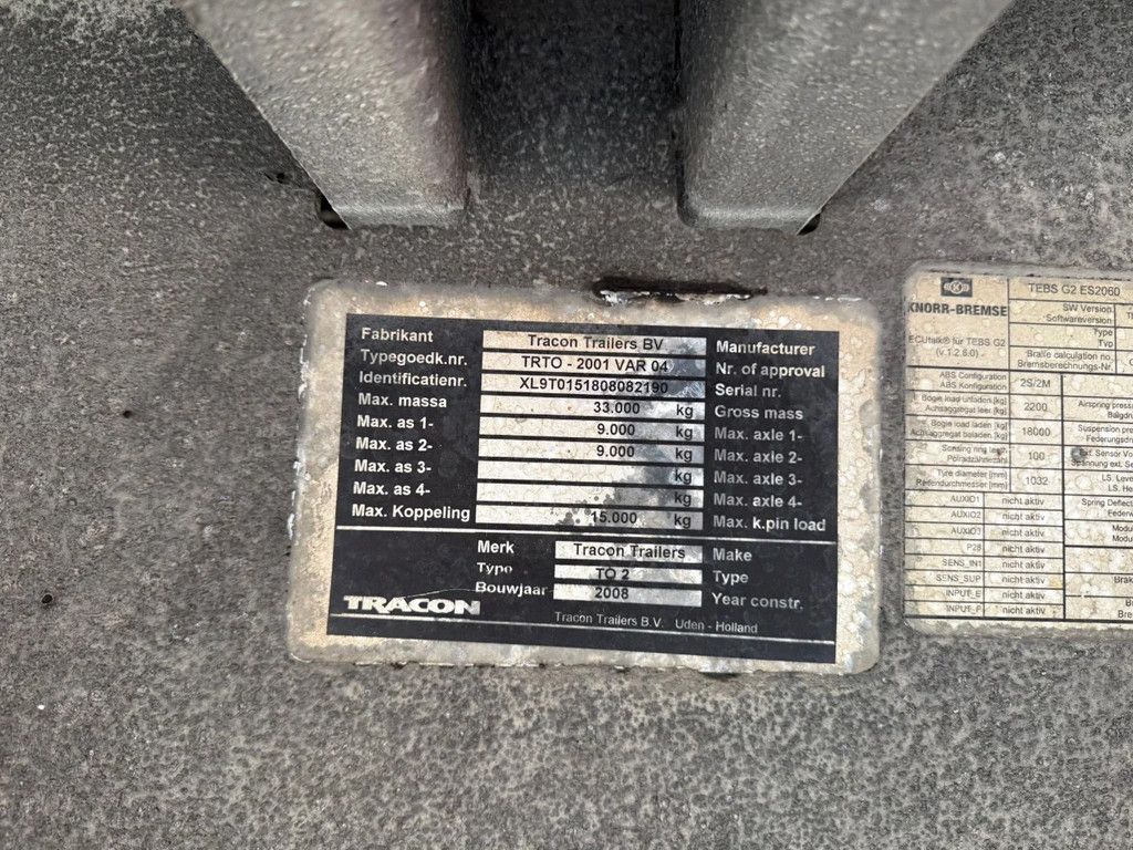 Tracon TO 2 Stuuras Zepro 2000KG LBW Schuifdak 270H gegalvaniseerd NL Trailer