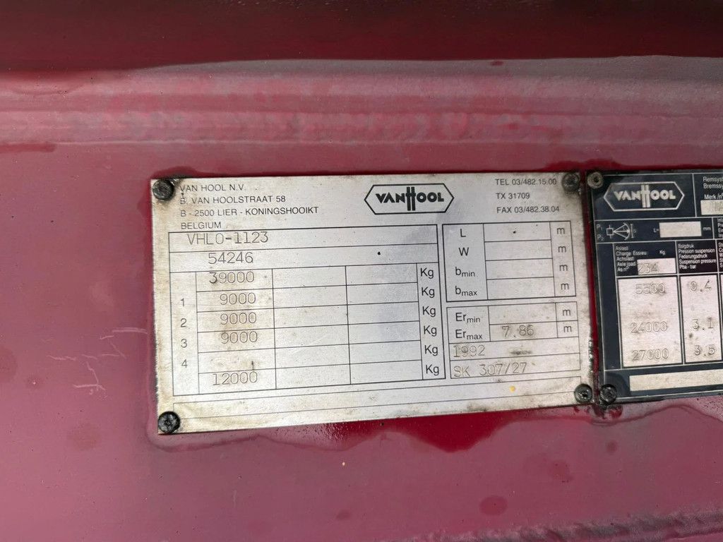 Van Hool SK307/27 60m3 2 Graanluiken Trommelrem Opbergkist NL Trailer APK/TUV 04-03-2027