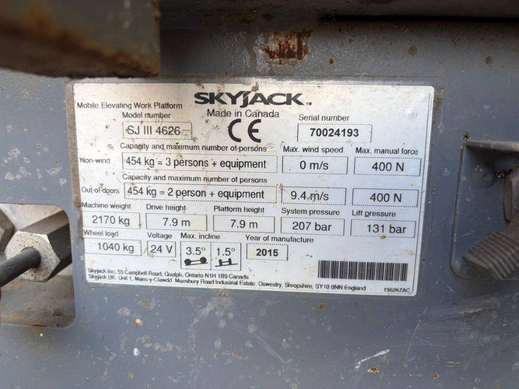 Schaarlift Skyjack SJ4626 Elektrisch 9.9m 2015