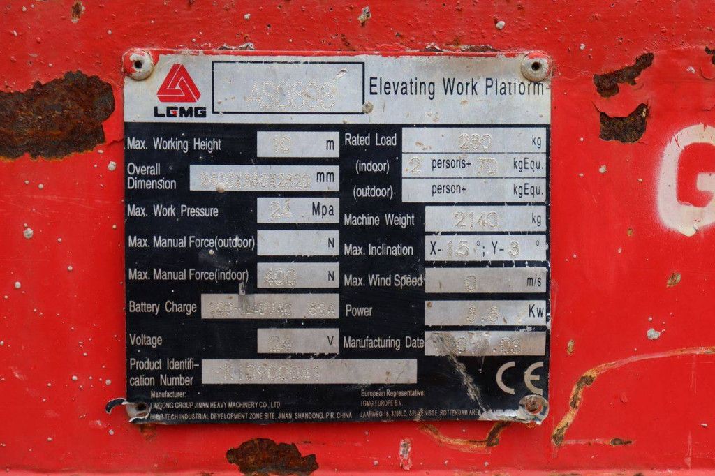 Scherenbühne LGMG AS0808 Elektrisch 10m 2003
