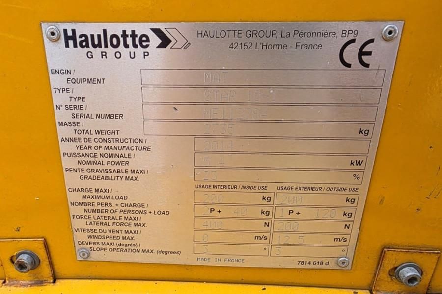 Haulotte STAR 10 Electric, 10m Working Height, 3m Reach, 20