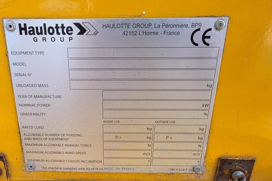 Haulotte STAR 10 Electric, 10m Working Height, 3m Reach, 20