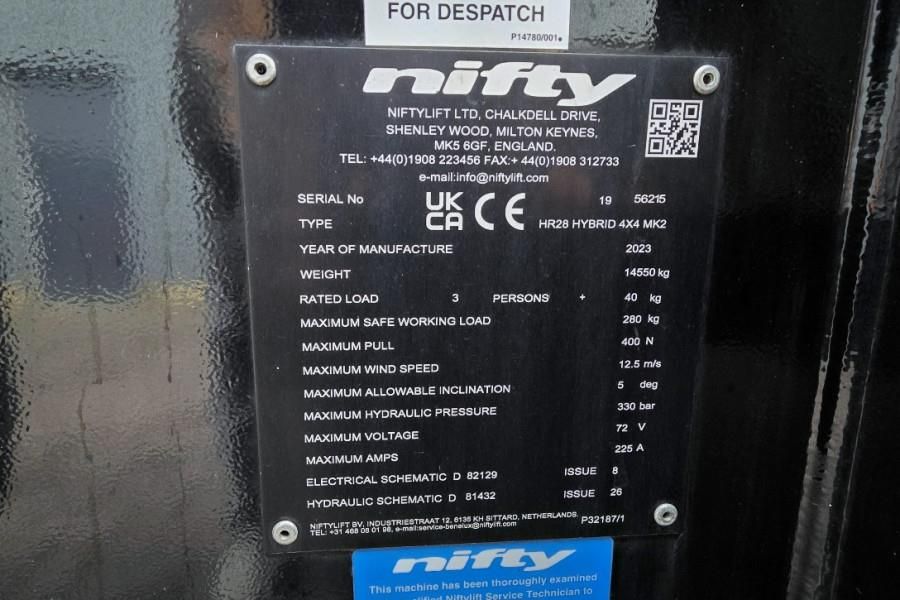 Niftylift HR28 HYBRID 4x4 MK2 Hybrid, 4x4 Drive, 28m Working