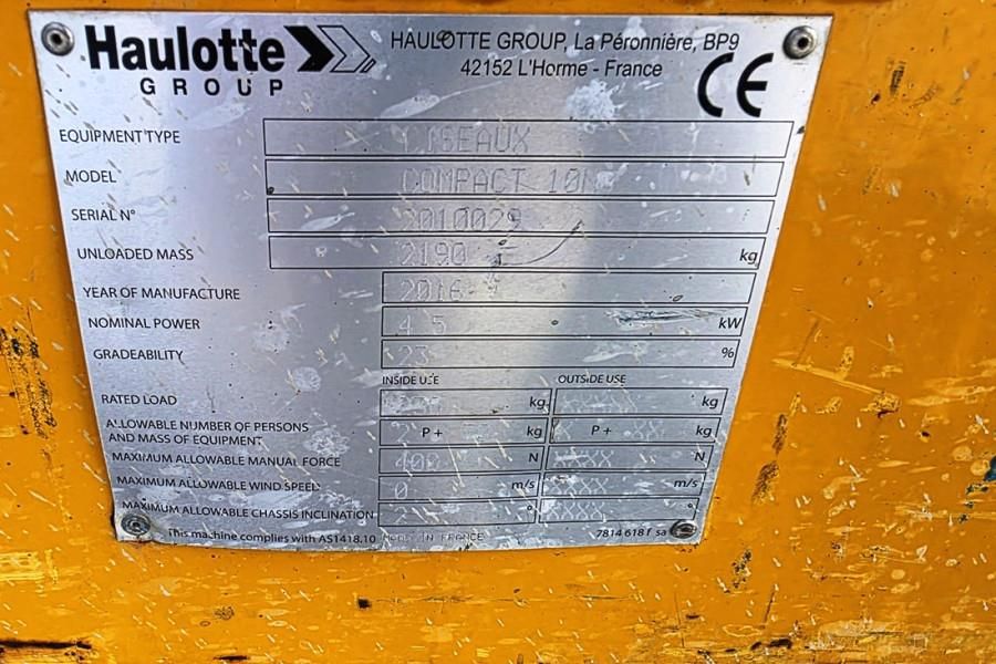 Haulotte Compact 10N Electric, 10m Working Height, 230kg Ca