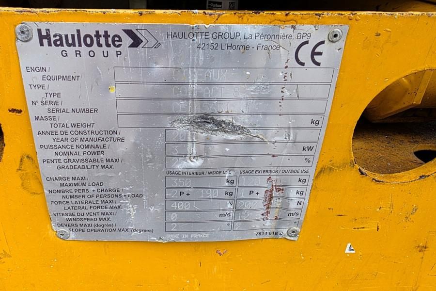 Haulotte Compact 8 As-Is, Electric, 8m Working Height, 350k