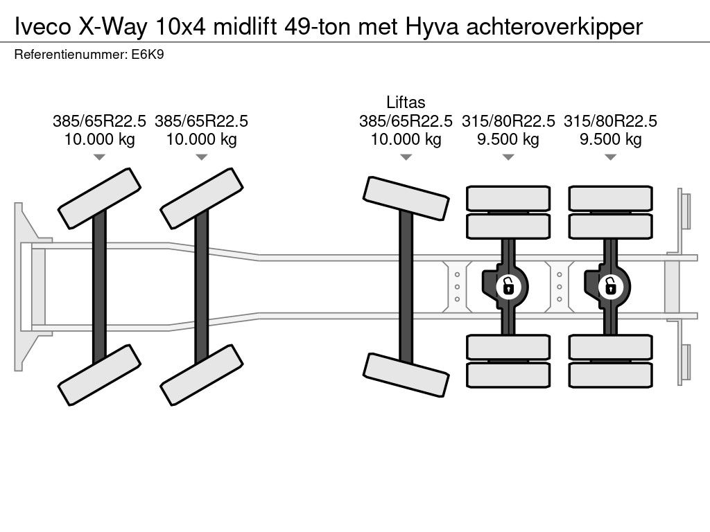 Iveco X-Way 10x4 midlift 49-ton met Hyva achteroverkipper