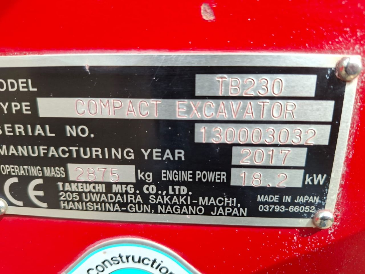 Takeuchi TB230 | bj 2017 | 5732uur | Sloopsorteer functie