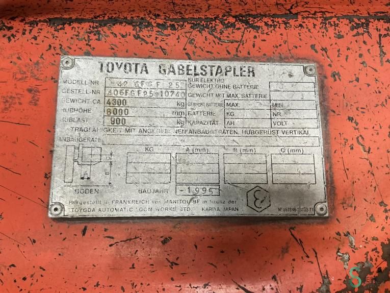 Gabelstapler LPG Toyota 42 6FGF25 1995