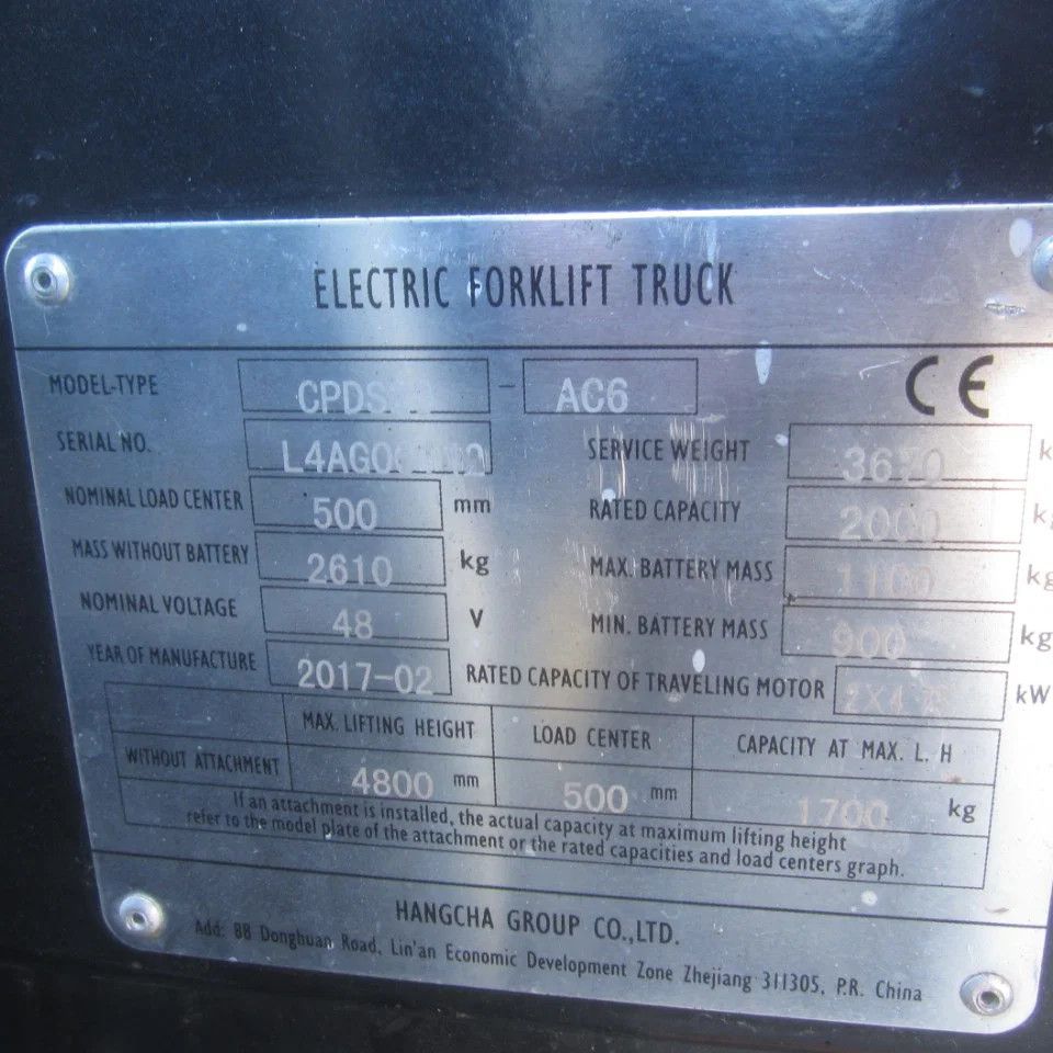 Hangcha CPDS20, elek., triplex, side shift, HH 4.80 mtr.