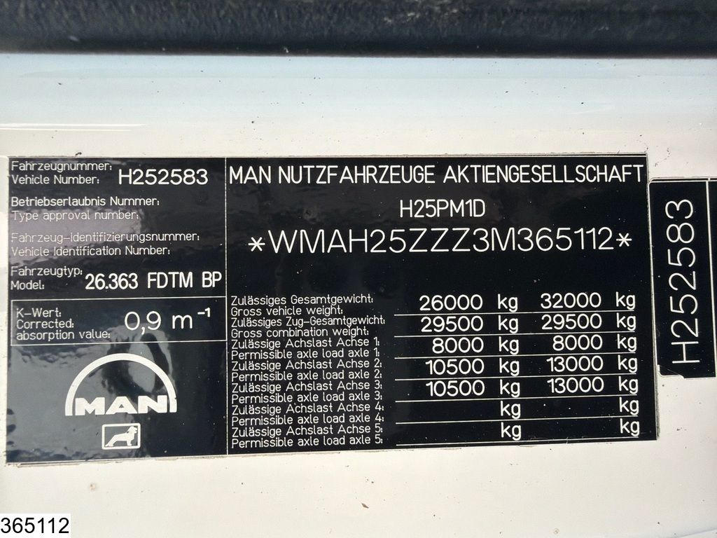 MAN TGA 26 360 6x4, Manual transmission, Leaf spring suspension