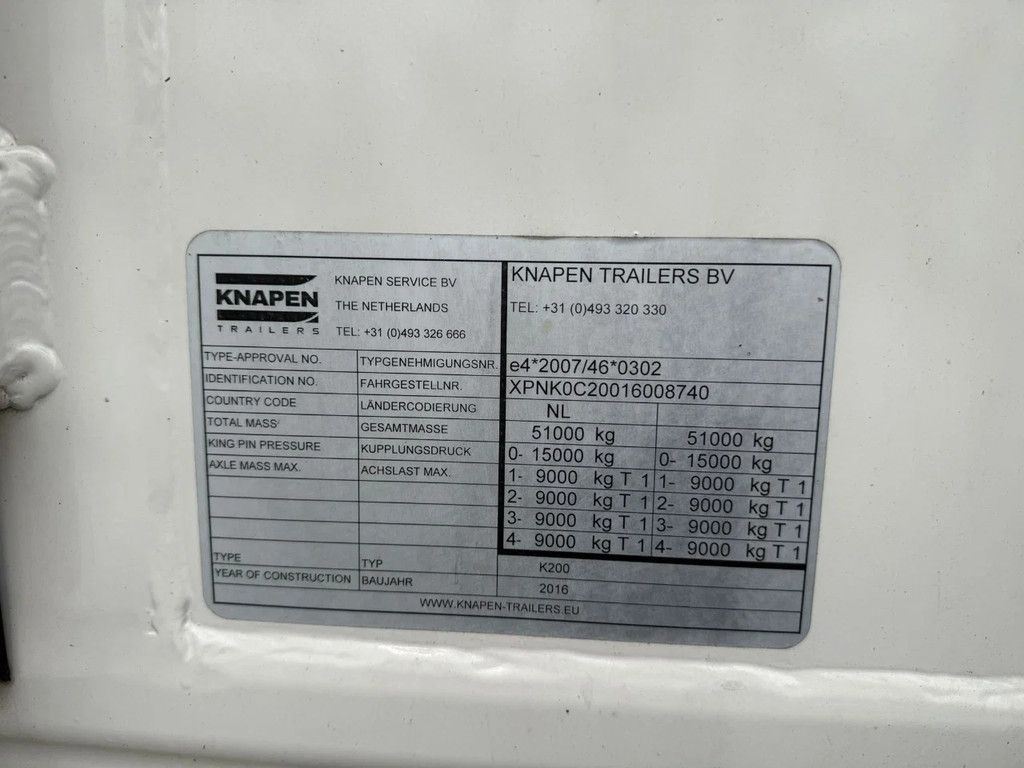 Knapen Trailers K200 90m3 4AS Liftas 2x Stuuras Alcoa 10MM Cargo Floor
