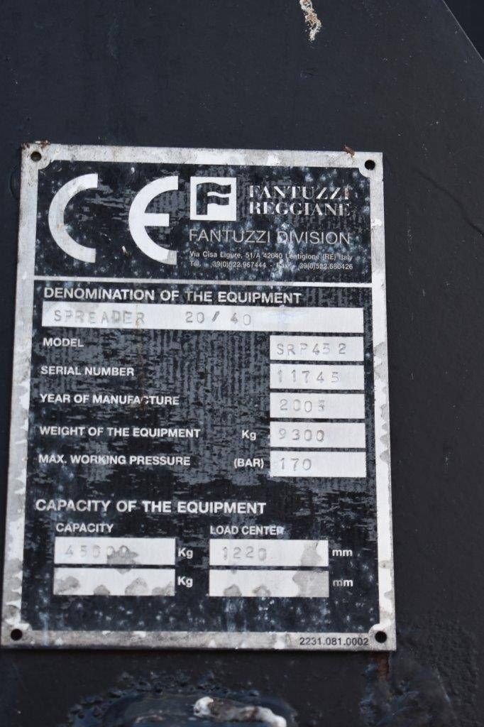 Reach stacker Fantuzzi Spreader 20/40 Diesel 45000kg