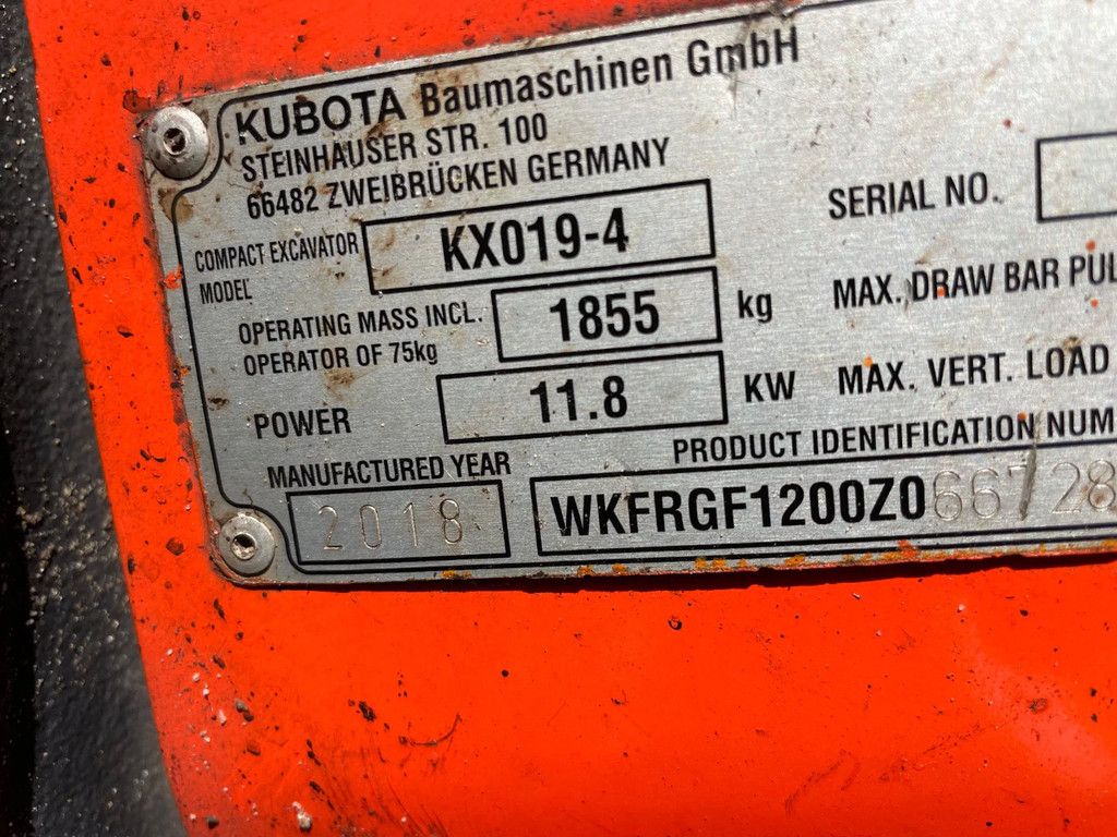 Kubota KX019-4 graafmachine CW05
