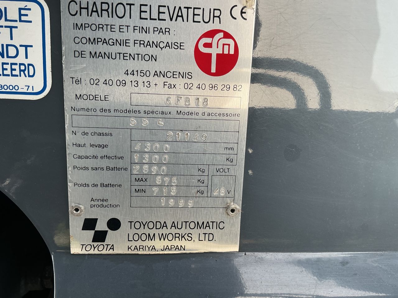 Te koop Toyota 6 FB 18 elektrisch