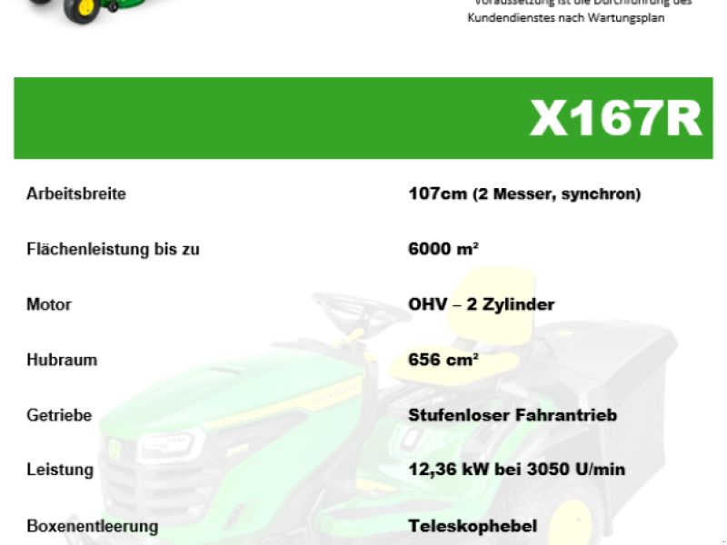 John Deere X167R