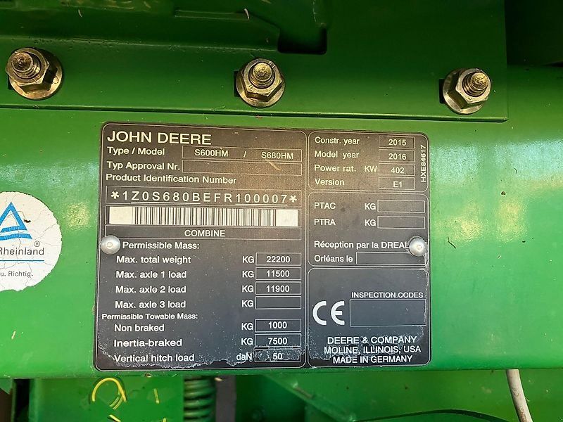 John Deere S 680 HM *SW 630R*