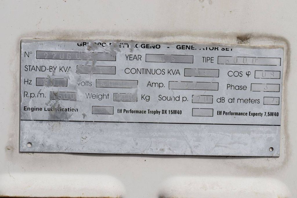 Generator 6000 Diesel 19kVA 2005