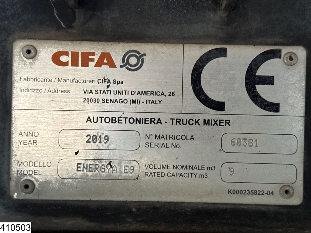 Iveco Stralis 400 CNG 8x2, EURO 6, Cifa 9m3, CNG, Retarder