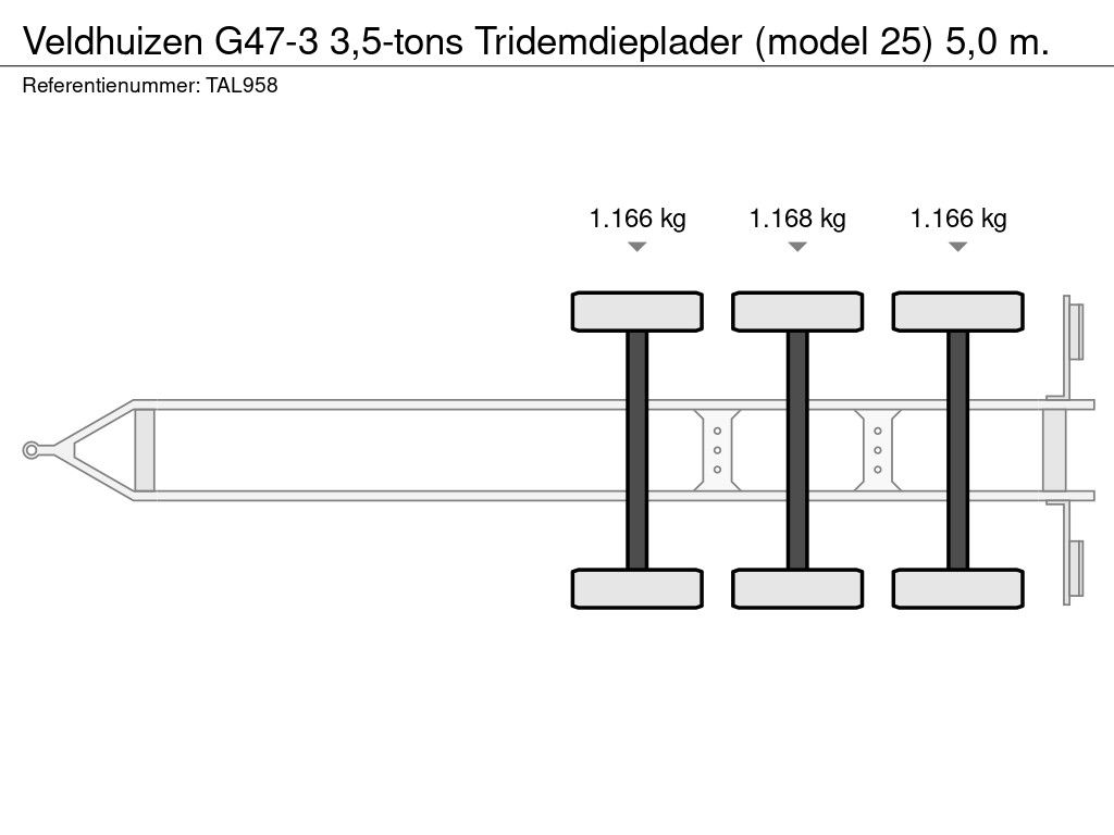 Veldhuizen G47-3 3,5-tons Tridemdieplader (model 25) 5,0 m.