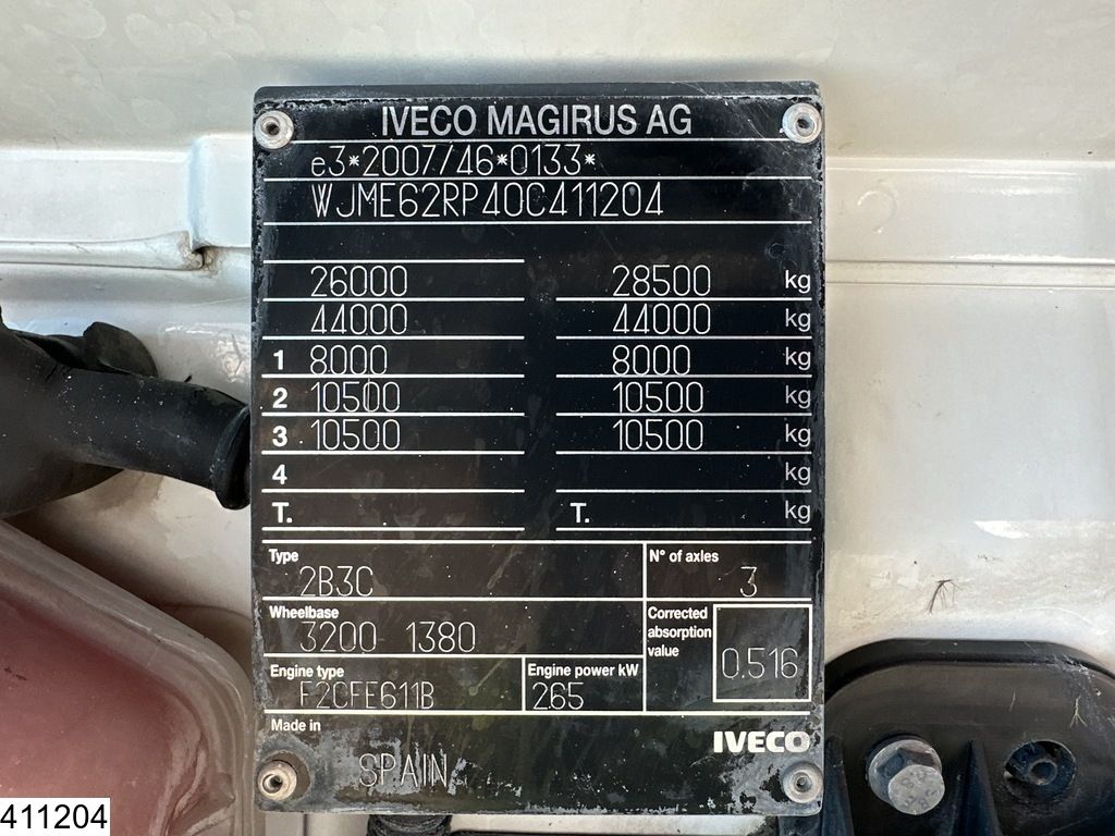 Iveco 260S36 8x4, EURO 6, Leaf spring