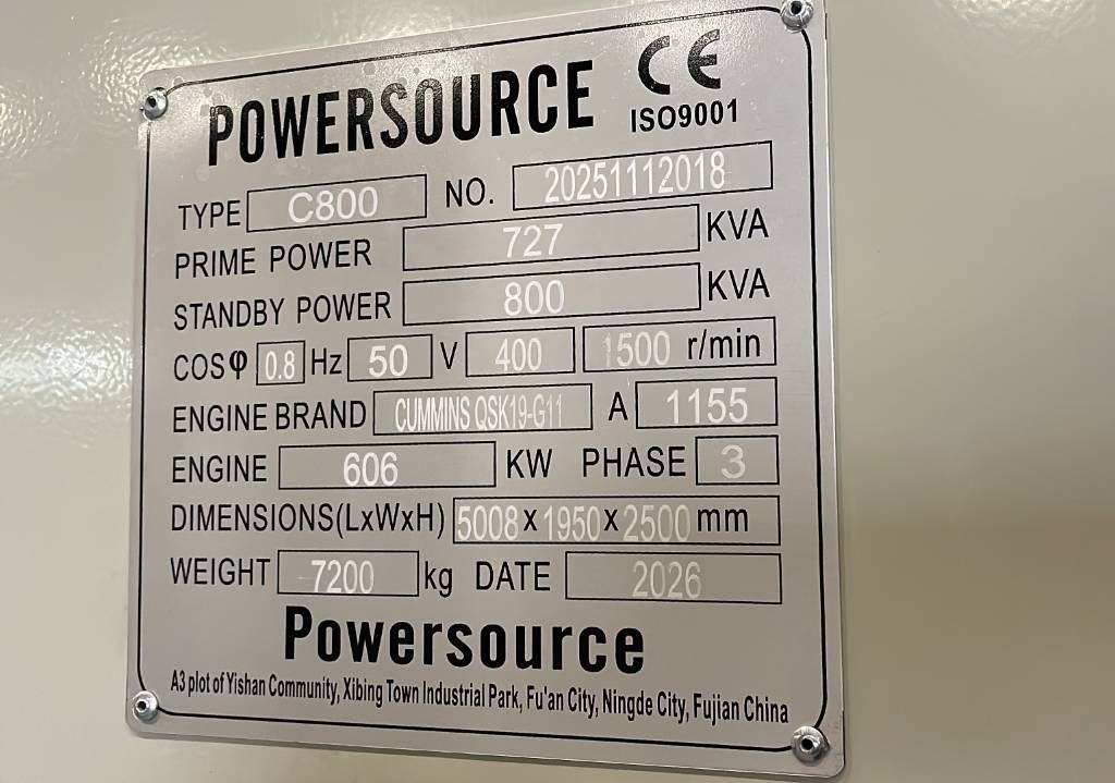 Cummins QSK19-G11 - 800 kVA Generator - DPX-19849