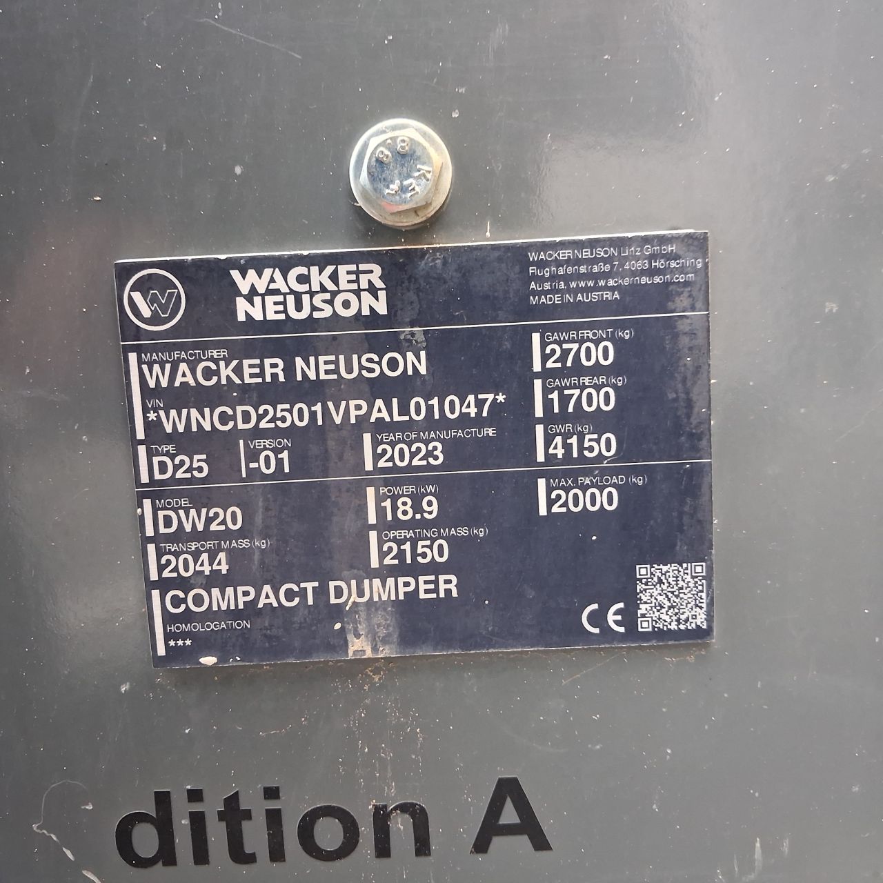 Wacker Neuson Dw20 Wieldumper.
