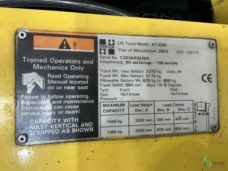 Gabelstapler Elektrisch Hyster A 1.50 XL 2003