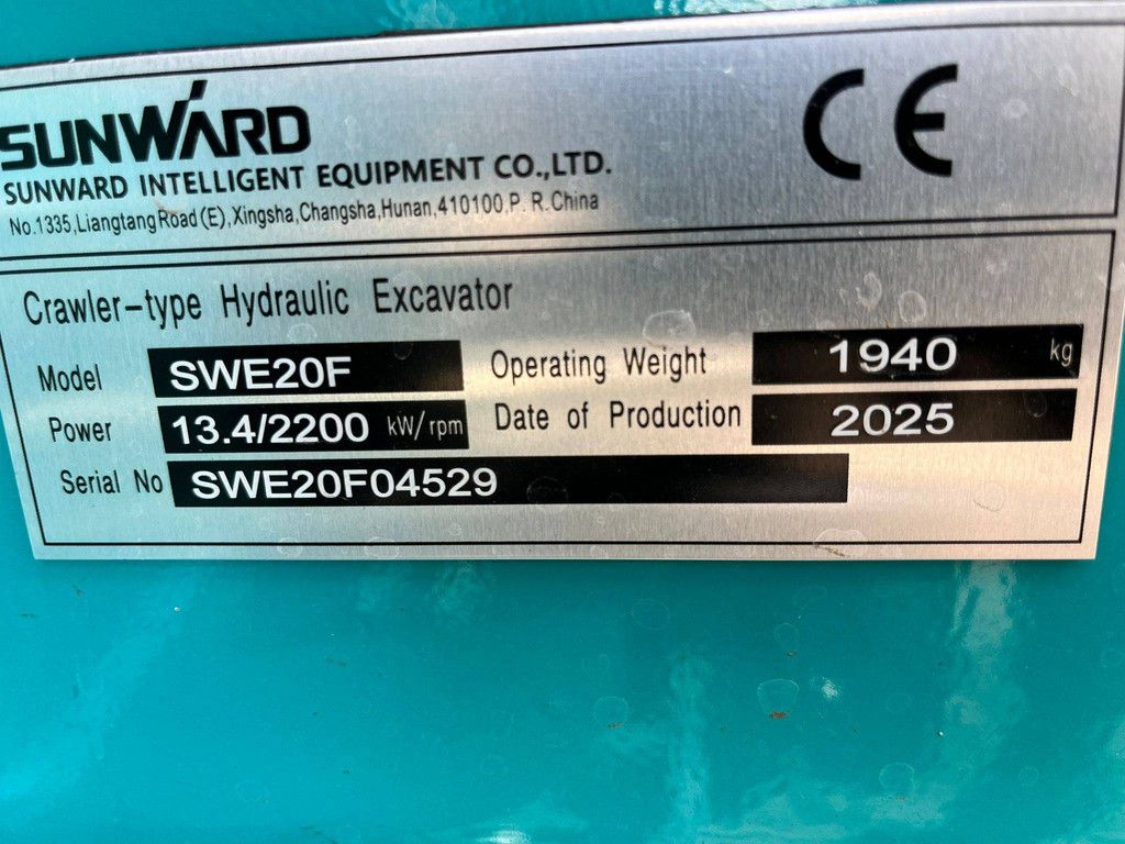 Minigraver Sunward SWE20F Diesel 2025 Nieuw