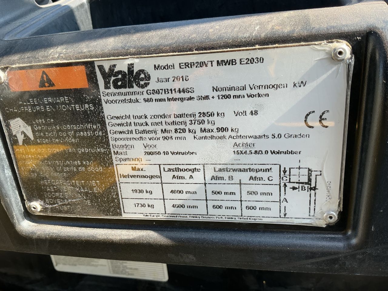 Te koop yale heftruck 2.0 ton Elektrisch. 2018