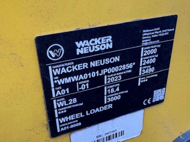 Wacker Neuson WL28 LUKKET HUS, SKOVL OG GAFLER , HYDRAULISK SKIFT