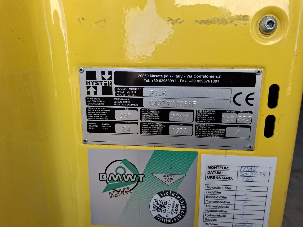 Hyster P1.6 elektrische palletwagen slechts 177 uur