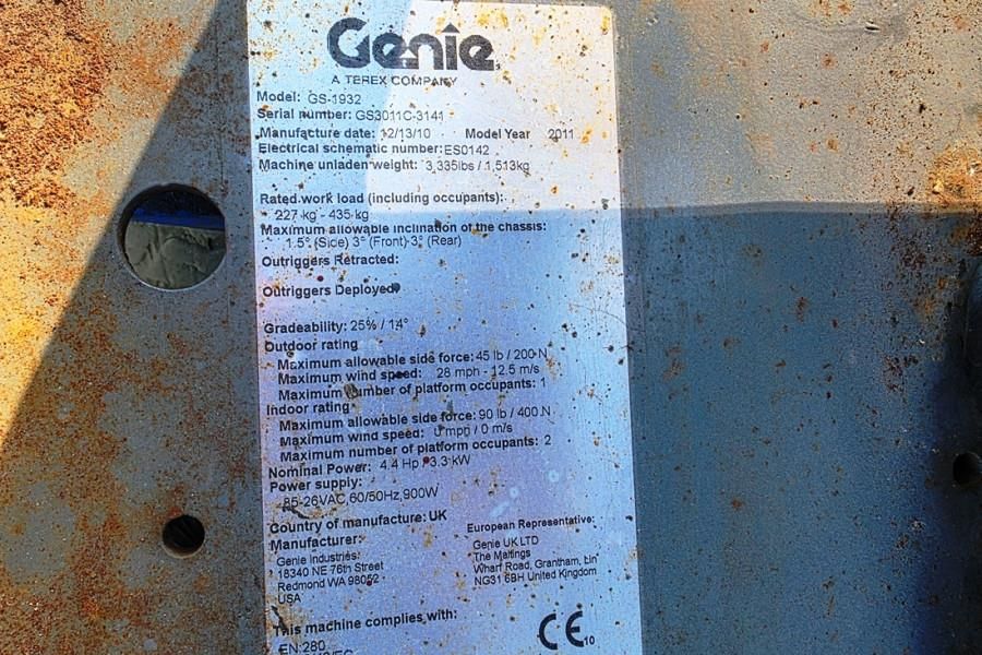 Genie GS1932 Electric, Working Height 7.8 m, 227kg Capac